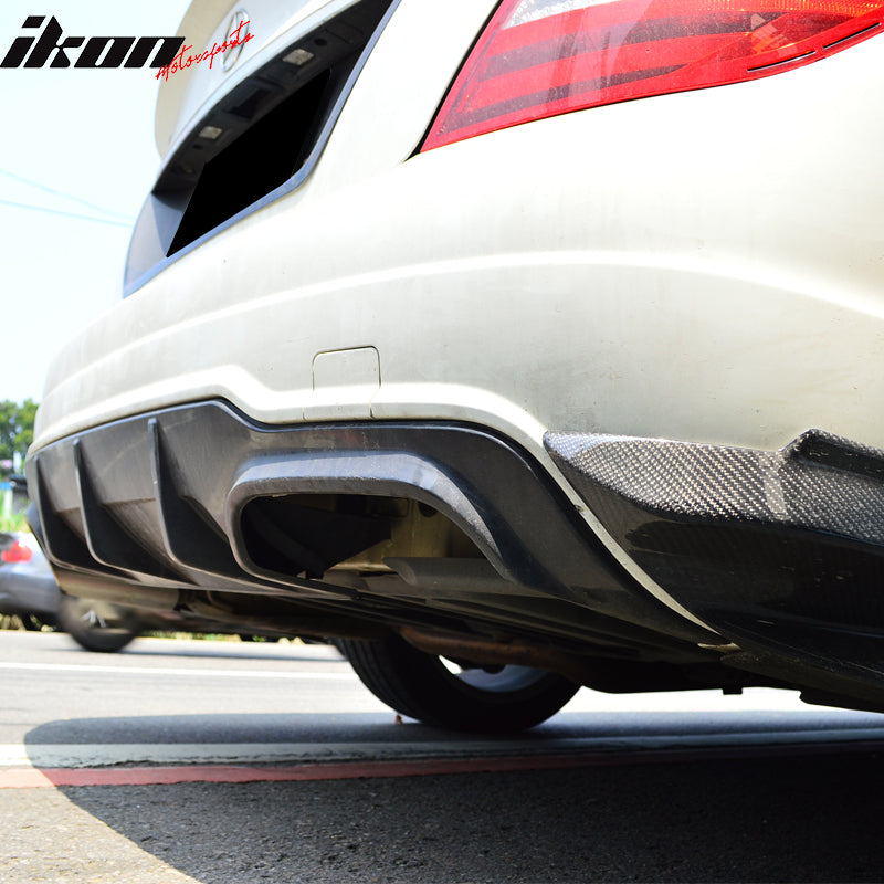 Rear Bumper Diffuser Compatible With 2012-2015 Benz C Class C204 W204, Unpainted Raw Material Black ABS Splitter Valance Underbody Bumper Fascia Add On by IKON MOTORSPORTS