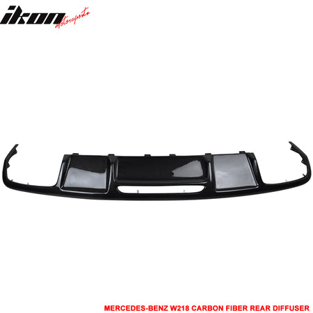 IKON MOTORSPORTS, Rear Diffuser Without Brake lights Compatible With 2011-2017 Mercedes Benz CLS-Class W218 Sedan , Matte Carbon Fiber Rear Bumper Lip Spoiler Wing, 2012 2013 2014 2015 2016