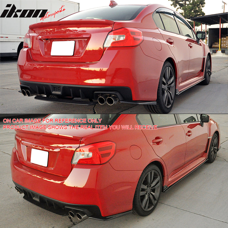 IKON MOTORSPORTS Rear Diffuser, Compatible with 2015-2021 Subaru WRX & WRX STI, STI Style Painted Matte Black ABS Plastic Rear Lower Spoiler Air Dam Chin Valance Splitter