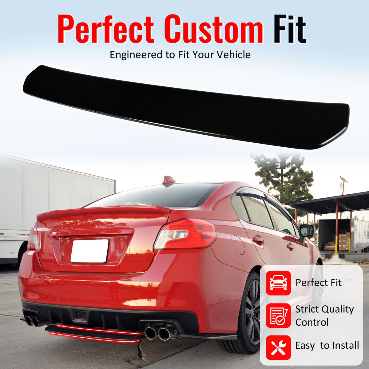 Fit 2015-2021 Subaru WRX Rear Bumper Lip Painted #D4S Crystal Black Silica