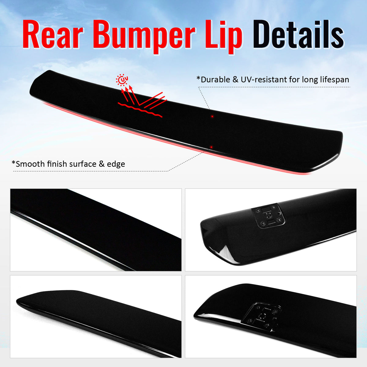 Fits 15-21 Subaru WRX STI Style Rear Bumper Lip Diffuser ABS Painted #D4S Black