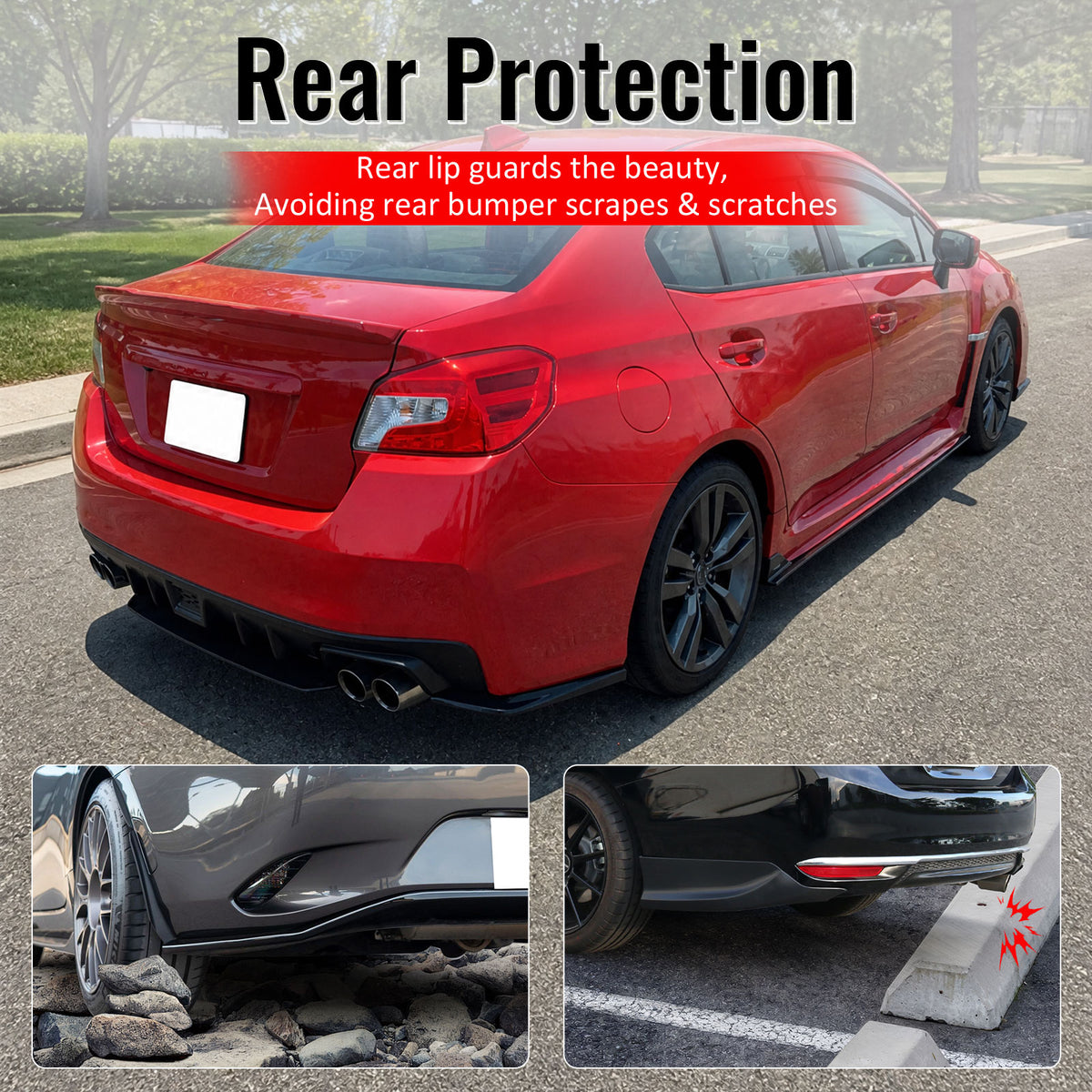 Fits 15-21 Subaru WRX STI Style Rear Bumper Lip Diffuser ABS Painted #D4S Black