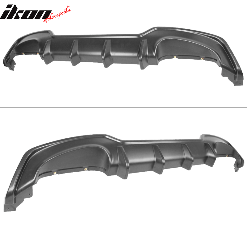 IKON MOTORSPORTS Rear Diffuser & Splitter & Dual Exhaust Muffler Tip Compatible With 2019-2022 Toyota Corolla Hatchback 5Dr, T Style Unpainted Black ABS Lower Bumper Chin Lip Body Kit