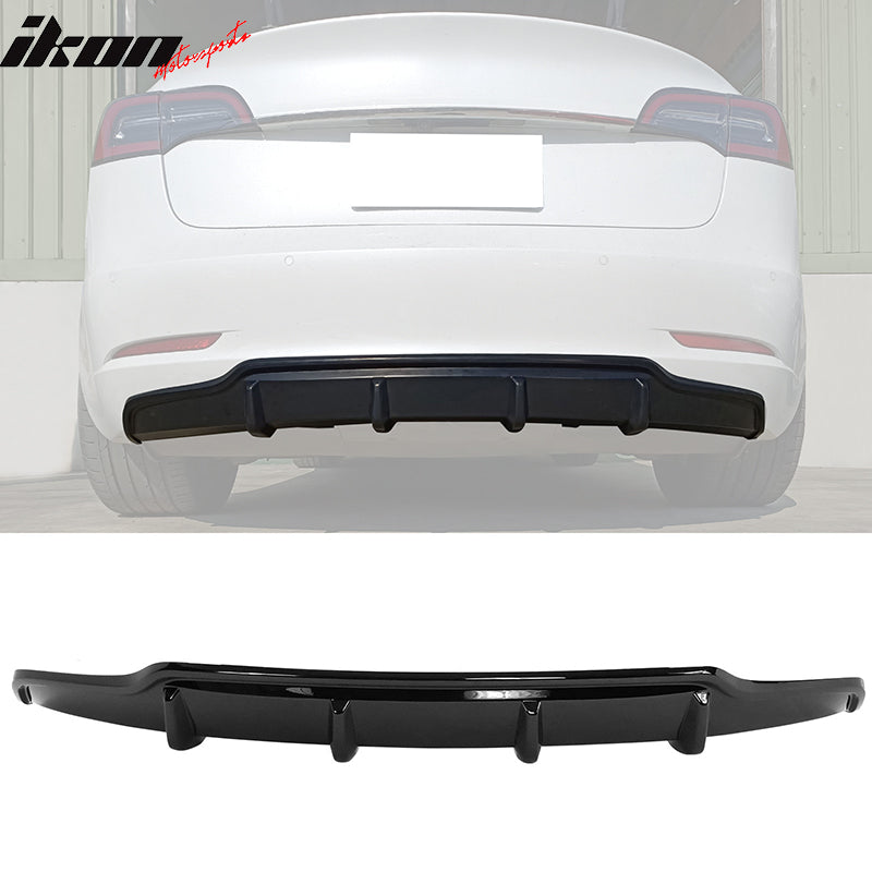 2017-2023 Tesla Model 3 Rear Bumper Diffuser V Style #PBSB Black