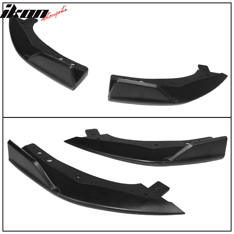 IKON MOTORSPORTS Rear Splitter Compatible With 2019-2022 Toyota Corolla Hatchback 5Dr, T Style Painted Matte Black ABS 2PCS Set Lower Bumper Chin Lip Diffuser Apron Body Kit