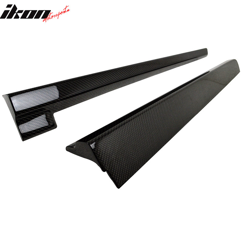 IKON MOTORSPORTS, Side Skirts Compatible With 2012-2017 BMW 3 Series F30 F31 , Matte Carbon Fiber IKON Style Side Skirt Extension Rocker Panel Pair, 2013 2014 2015 2016