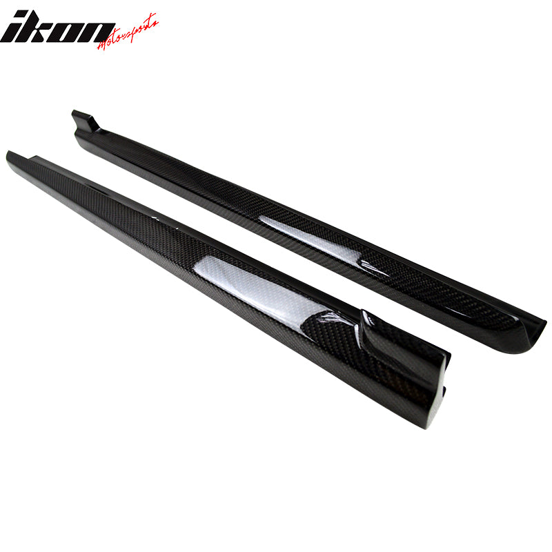 IKON MOTORSPORTS, Side Skirts Compatible With 2012-2017 BMW 3 Series F30 F31 , Matte Carbon Fiber IKON Style Side Skirt Extension Rocker Panel Pair, 2013 2014 2015 2016