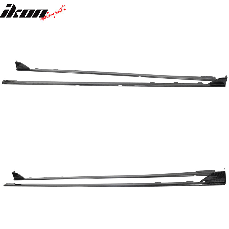 IKON MOTORSPORTS, Side Skirts Compatible With 2015-2021 Subaru WRX & STI Sedan , Matte Carbon Fiber STI Style Side Skirt Extension Rocker Panel Pair, 2016 2017 2018