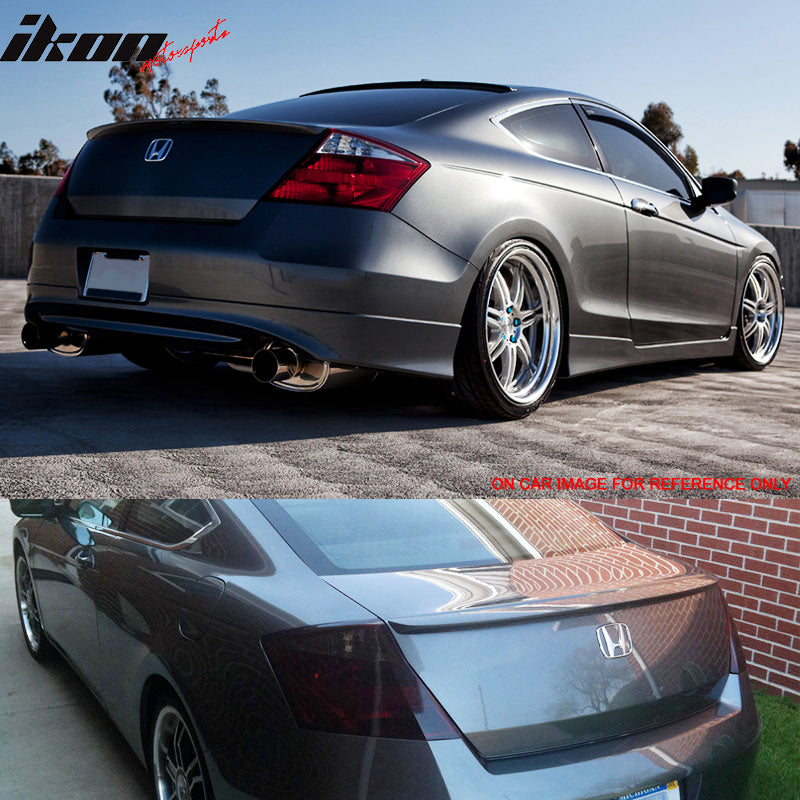 IKON MOTORSPORTS, Trunk Spoiler Compatible With 2008-2012 Honda Accord 2 Door Coupe , Matte Carbon Fiber Factory Style Rear Spoiler Wing, 2009 2010 2011