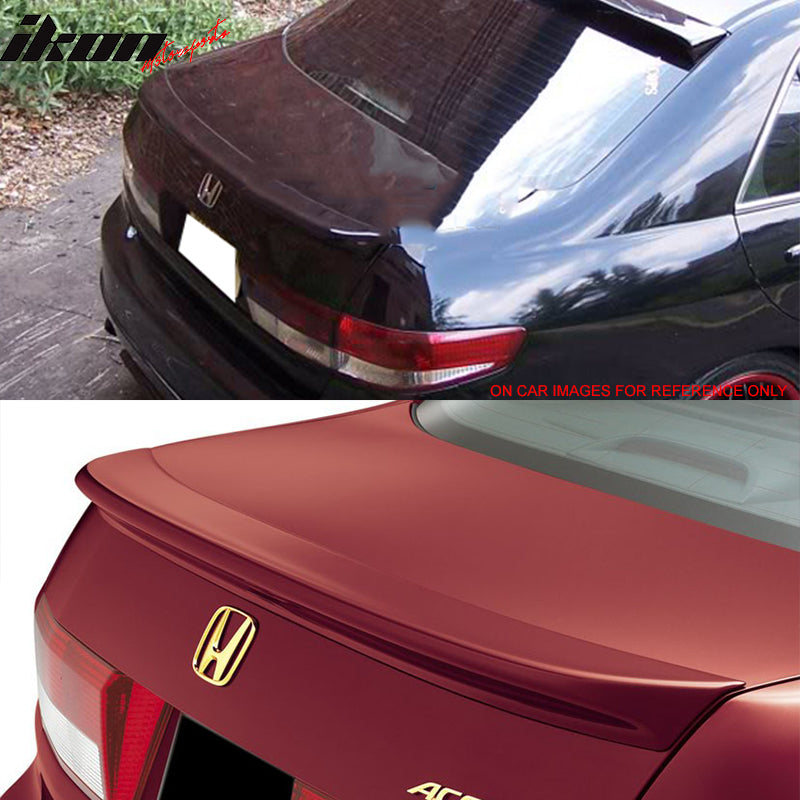 IKON MOTORSPORTS, Trunk Spoiler Compatible With 2003-2005 Honda Accord 4 Door Sedan , Matte Carbon Fiber Factory Style Rear Spoiler Wing, 2004