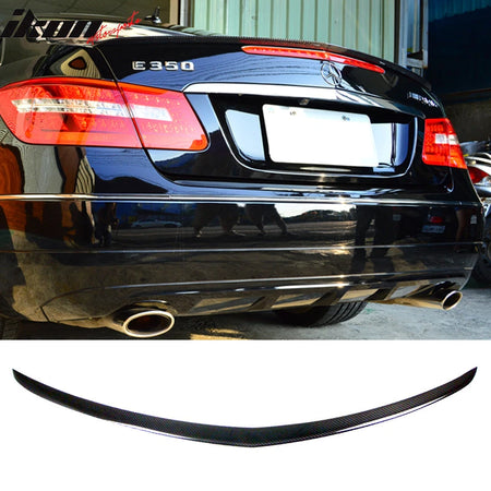 IKON MOTORSPORTS, Trunk Spoiler Compatible With 2010-2017 Mercedes-Benz E Class W207 2Dr Coupe C207, Matte Carbon Fiber AMG Style Rear Spoiler Wing, 2011 2012 2013 2014 2015 2016