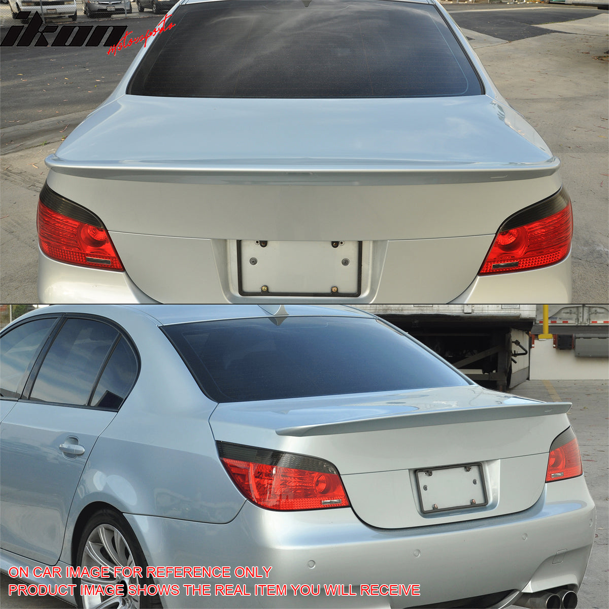 IKON MOTORSPORTS, Trunk Spoiler Compatible with 2004-2010 BMW 5 Series E60 4-Door Sedan/Saloon, AC Style Painted #A35 WA35 Monaco Blue Metallic ABS Plastic Rear Trunk Lid Spoiler Wing Lip