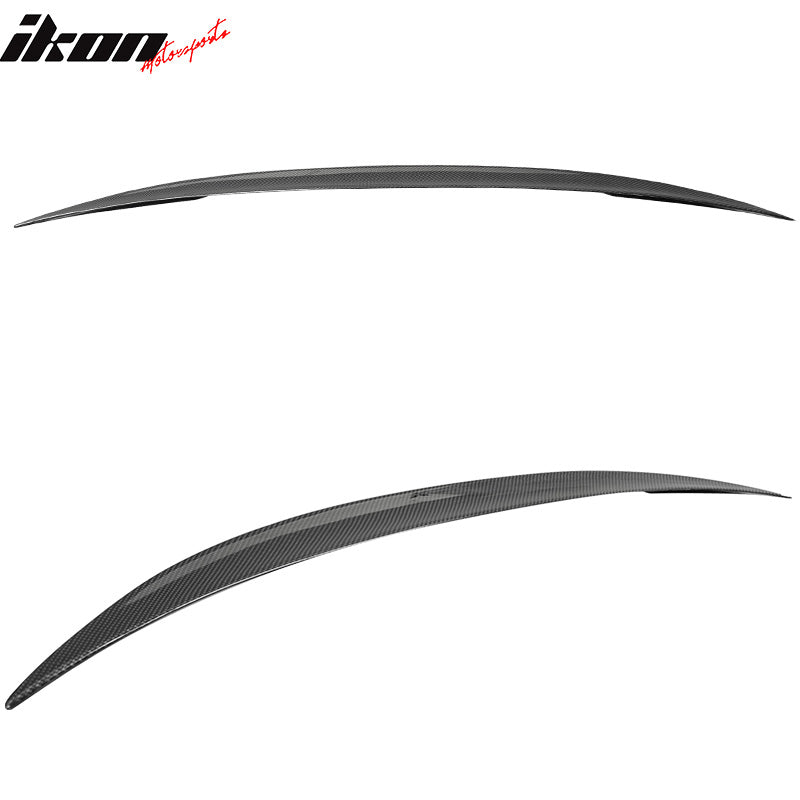 IKON MOTORSPORTS, Trunk Spoiler Compatible With 2007-2013 BMW 1 Series E82 2Dr Coupe , Matte Carbon Fiber P Style Rear Spoiler Wing, 2008 2009 2010 2011 2012