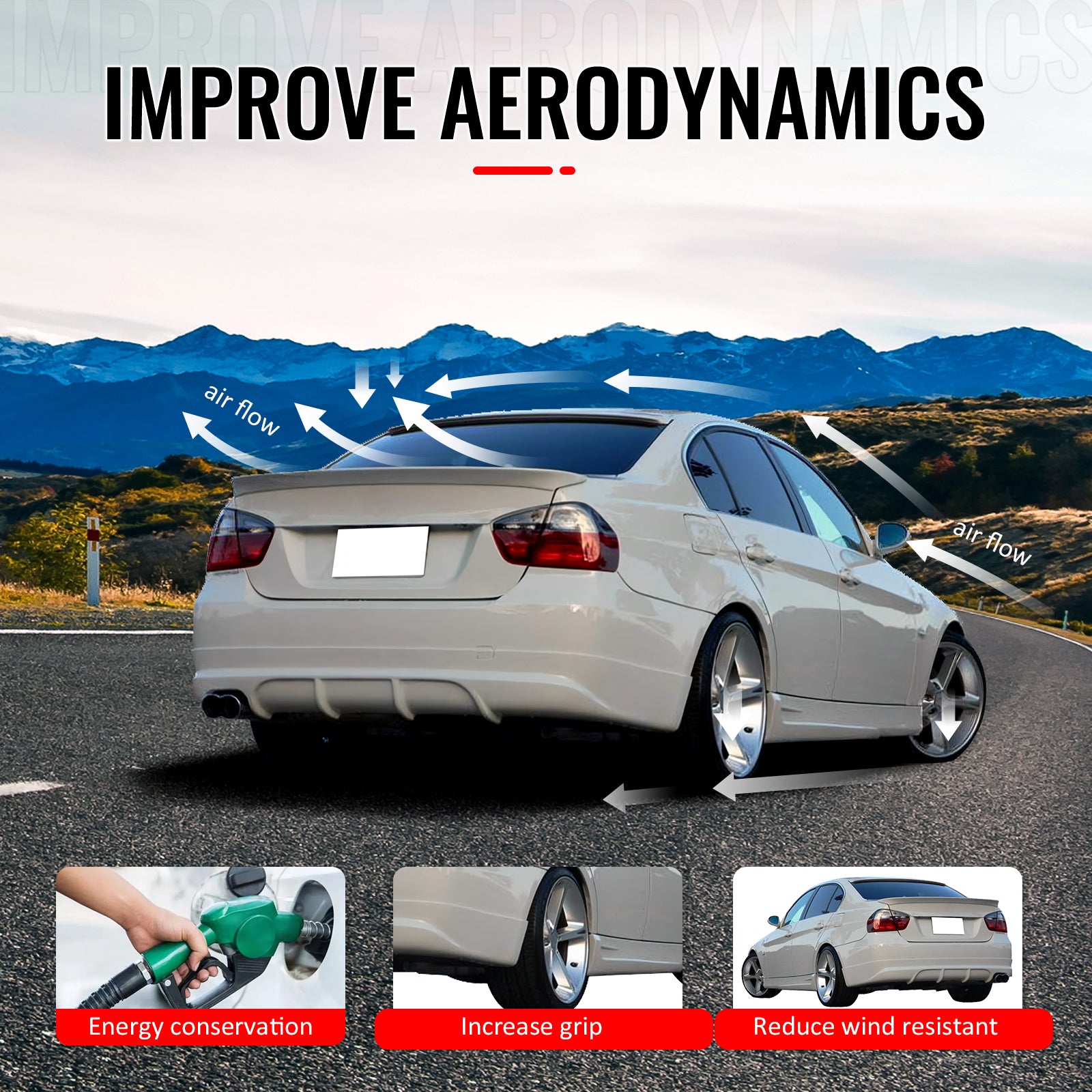 Fits 06-11 BMW 3-Series E90 4Dr AC Style Trunk Spoiler Painted #U668 Jet Black