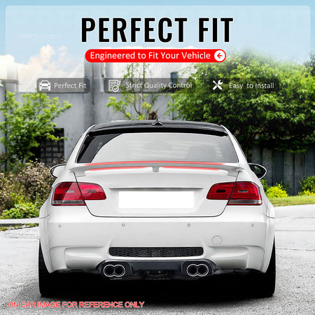 IKON MOTORSPORTS, Trunk Spoiler Compatible With 2007-2013 BMW E92 3 Series Coupe & M3 E92, Rear Trunk Duck Lid Spoiler Wing Lip AC Style ABS Painted #475 C4R Black Sapphire Metallic, 2008 2009 2010