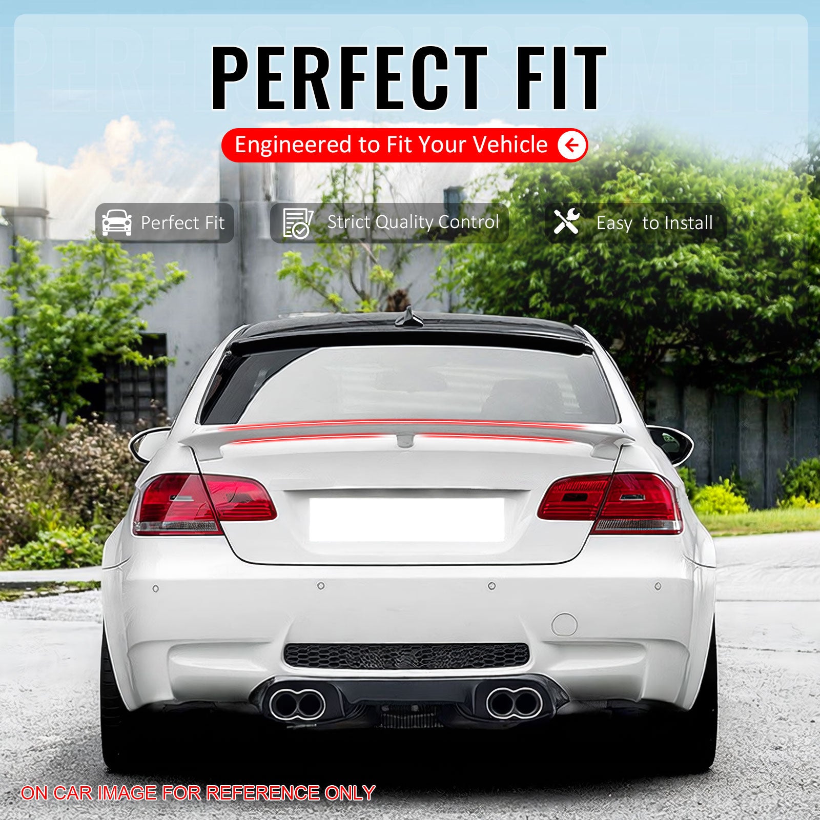 IKON MOTORSPORTS, Trunk Spoiler Compatible With 2007-2013 BMW E92 3 Series Coupe & M3 E92, Rear Trunk Duck Lid Spoiler Wing Lip AC Style ABS Painted #668 Jet Black, 2008 2009 2010 2011 2012