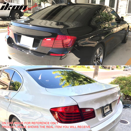 IKON MOTORSPORTS, Trunk Spoiler Compatible With 2011-2016 BMW 5 Series F10 Sedan 4-Door, M5 Style Painted #X04 Moonstone Pearl ABS Rear Wing Lid Deck