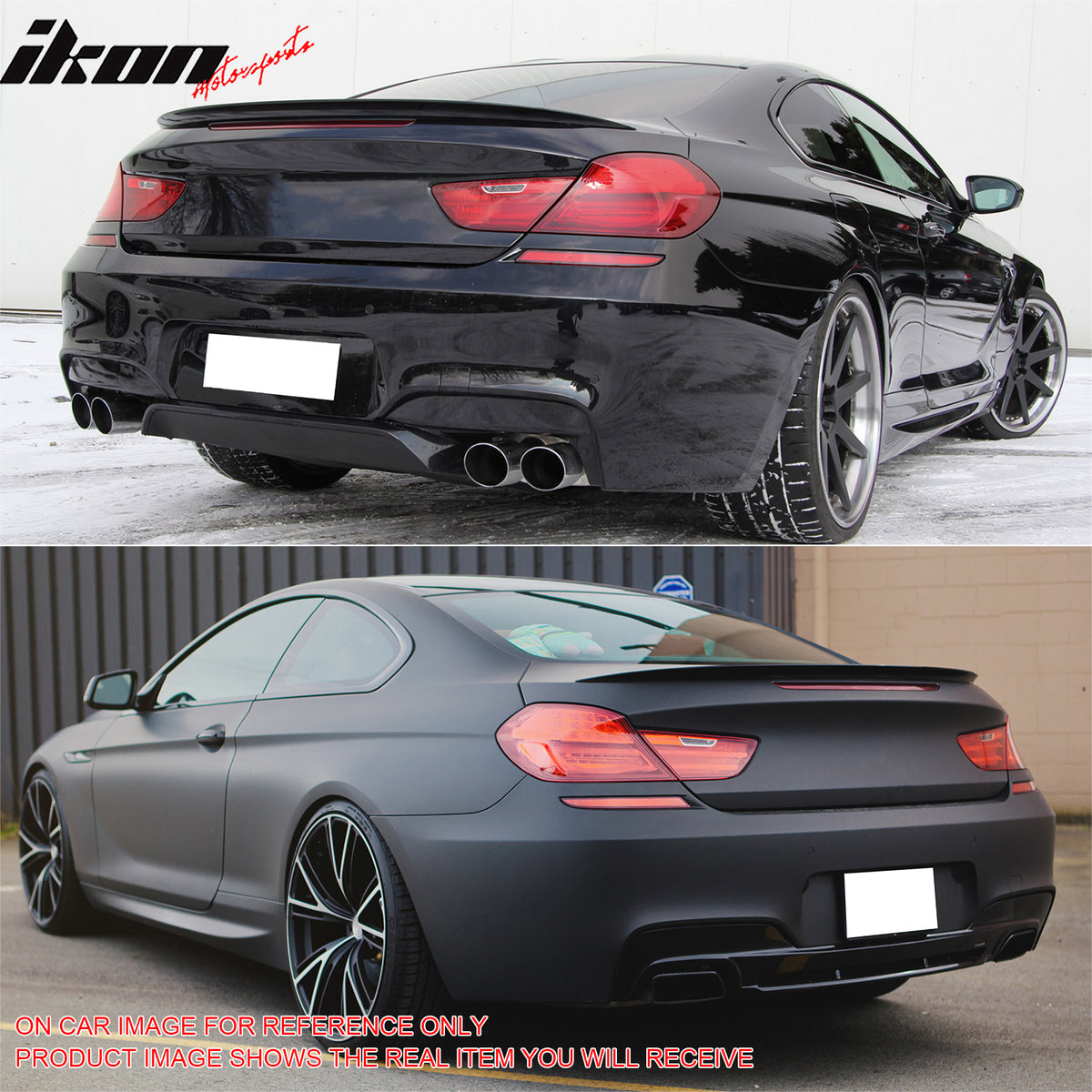 IKON MOTORSPORTS, Trunk Spoiler Compatible with 2012-2019 BMW F13 6 Series Coupe/F06 Gran Coupe, M6 Style Painted #416 Carbon Black Metallic ABS Rear Trunk Lid Spoiler Wing Lip