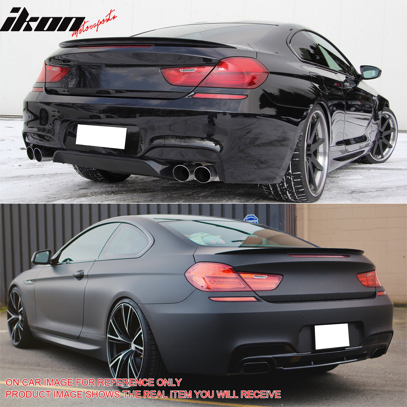 IKON MOTORSPORTS, Trunk Spoiler Compatible with 2012-2019 BMW F13 6 Series Coupe/F06 Gran Coupe, M6 Style Painted #668, U668 Jet Black ABS Rear Trunk Lid Spoiler Wing Lip