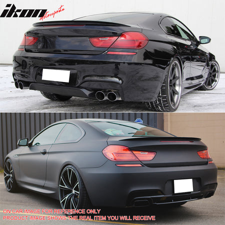 IKON MOTORSPORTS, Trunk Spoiler Compatible with 2012-2019 BMW F13 6 Series Coupe/F06 Gran Coupe, M6 Style Painted #A52, WA52 Space Gray Metallic ABS Rear Trunk Lid Spoiler Wing Lip