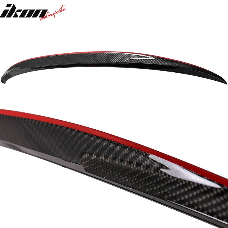 IKON MOTORSPORTS, Trunk Spoiler Compatible With 2012-2018 BMW F30 3-Series Sedan , Matte Carbon Fiber P Style Rear Spoiler Wing, 2013 2014 2015 2016 2017