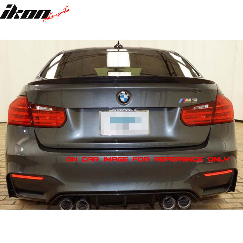 IKON MOTORSPORTS, Compatible With 2012-2018 BMW 3-Series F30 4Dr, Matte Trunk Spoiler Painted # 668 Jet Black