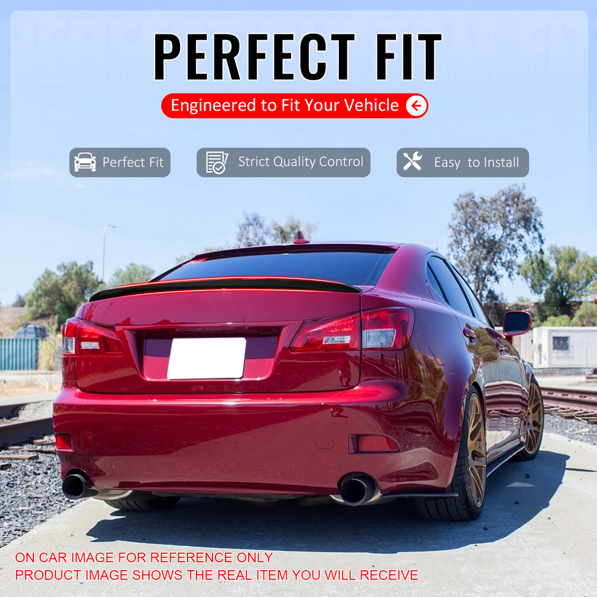 IKON MOTORSPORTS, Trunk Spoiler Compatible With 2006-2013 Lexus IS250/IS350/IS F 4-Door Sedan, Rear Trunk Duck Lid Spoiler Wing Lip IS F Sport Style ABS Painted #8U1 Ultrasonic Blue Mica, 2007 2008