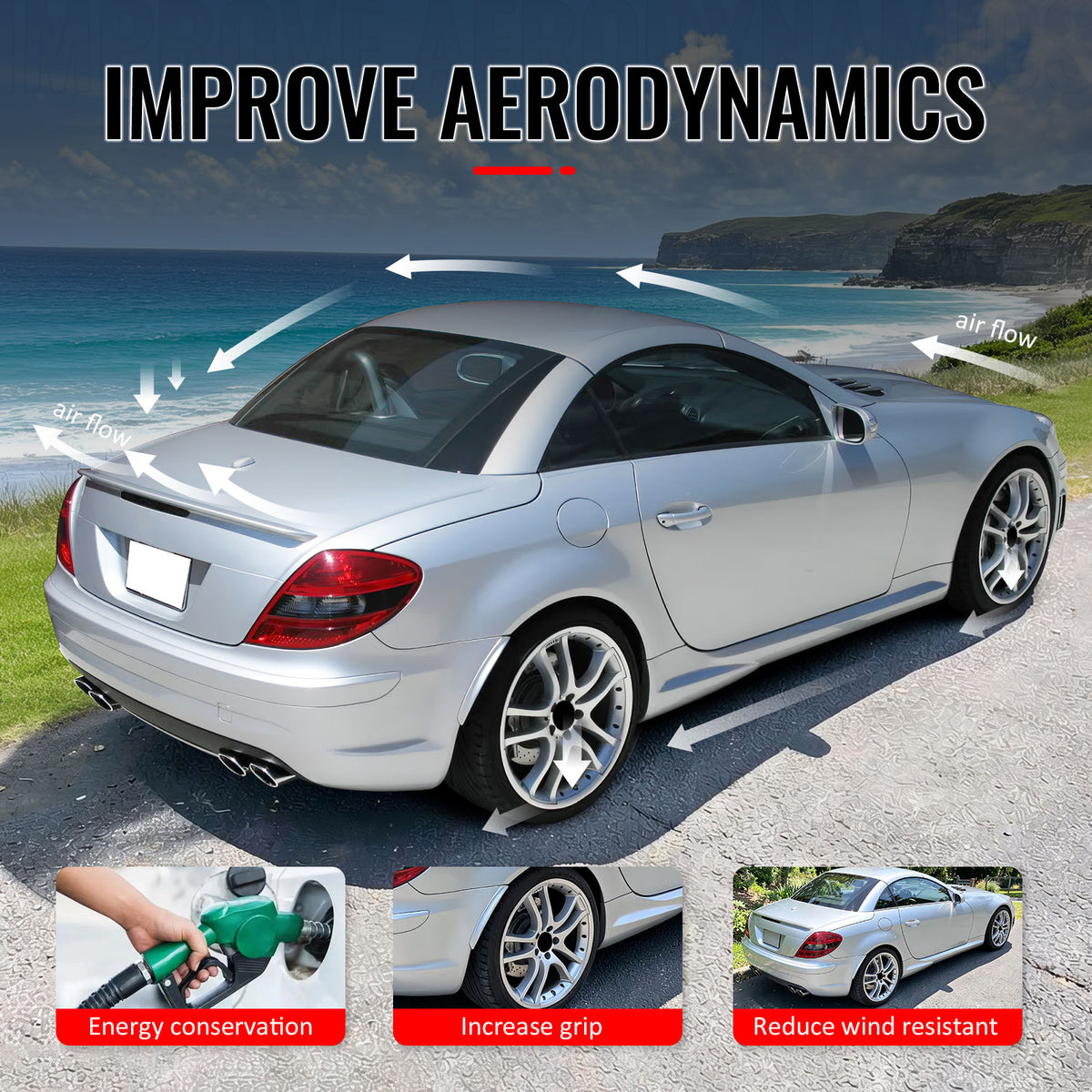 Fits 05-10 SLK R171 Convertible AMG Painted #723 Pewter Metallic Trunk Spoiler