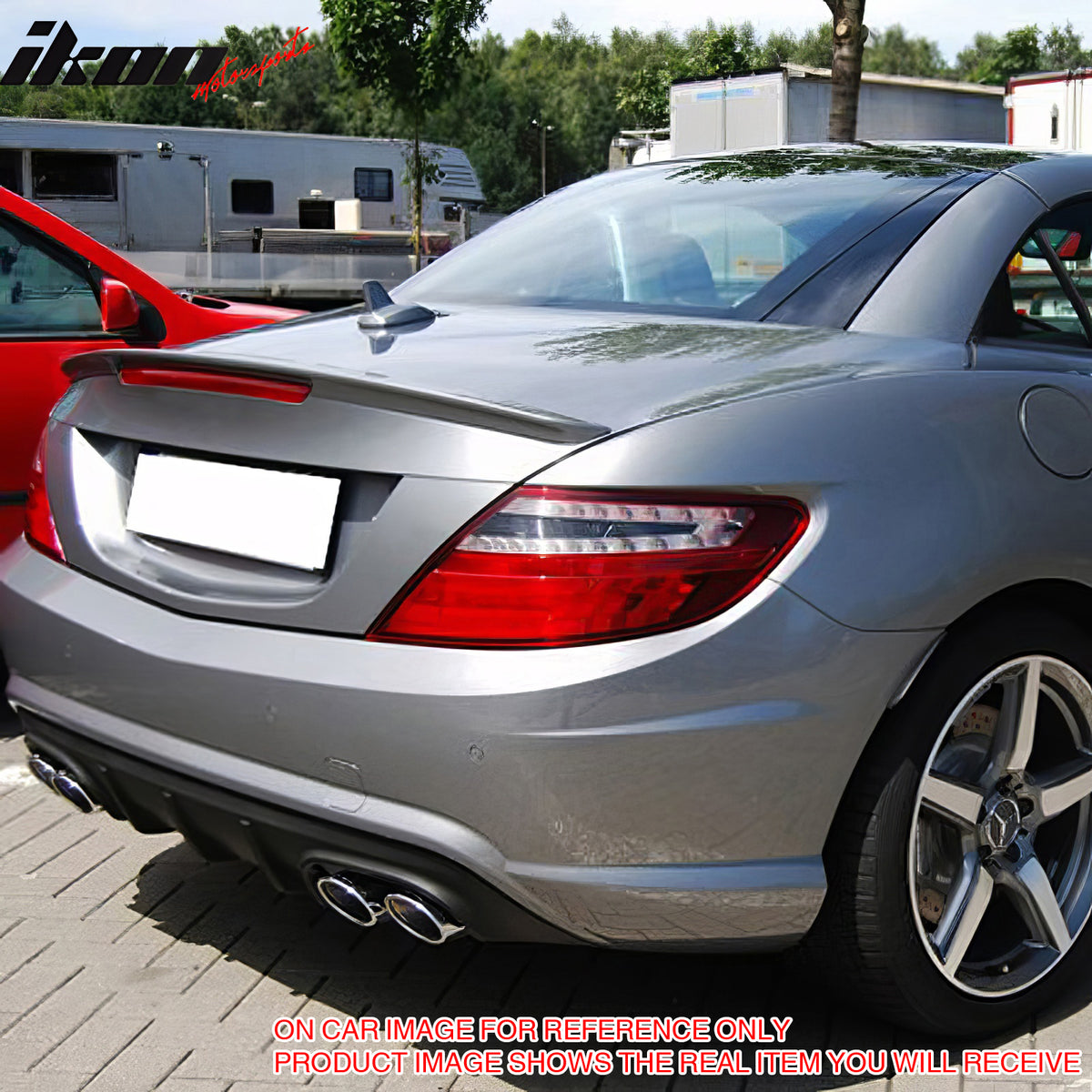 IKON MOTORSPORTS Trunk Spoiler Compatible With 2011-2016 Benz SLK-Class R172 Convertible 2-Door, AMG Style Painted #650 9650 Arctic White ABS Rear Wing