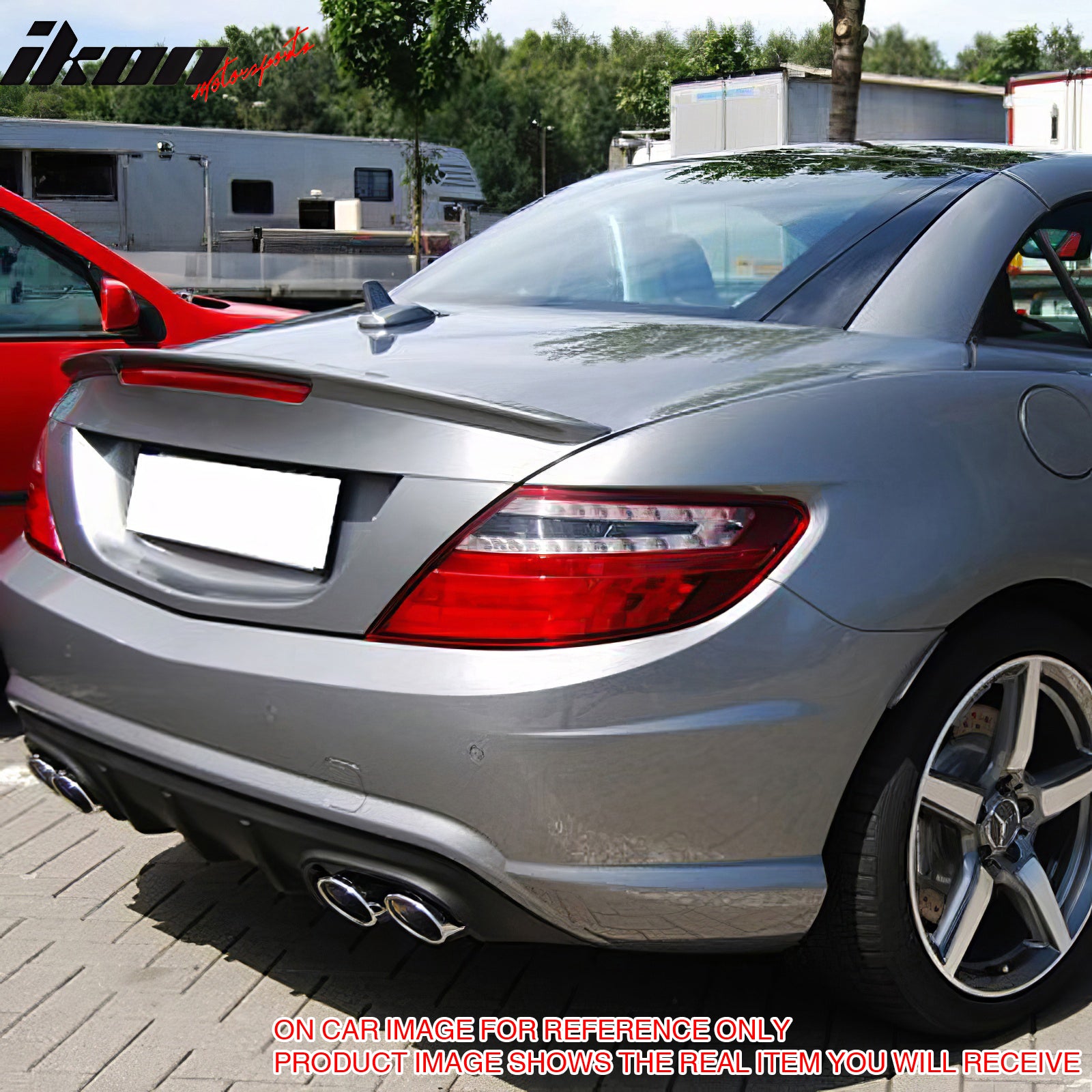 IKON MOTORSPORTS Trunk Spoiler Compatible With 2011-2016 Benz SLK-Class R172 Convertible 2-Door, AMG Style Painted #650 9650 Arctic White ABS Rear Wing