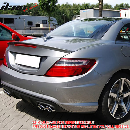 IKON MOTORSPORTS Trunk Spoiler Compatible With 2011-2016 Benz SLK-Class R172 Convertible 2-Door, AMG Style Painted #650 9650 Arctic White ABS Rear Wing