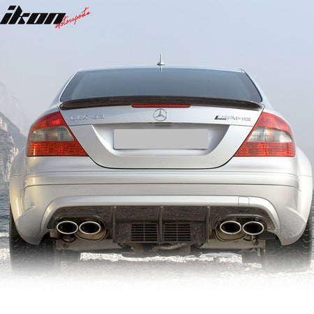 IKON MOTORSPORTS, Trunk Spoiler Compatible With 2003-2009 Mercedes Benz CLK-Class W209 Coupe , Matte Carbon Fiber AMG Style Rear Spoiler Wing, 2004 2005 2006 2007