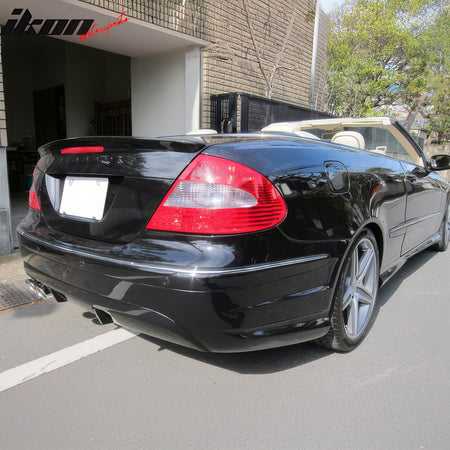 IKON MOTORSPORTS, Trunk Spoiler Compatible with 2003-2009 Benz CLK Class W209, AMG Style Painted #002, 197, 9197 Obsidian Black Metallic ABS Plastic Rear Trunk Lid Spoiler Wing Lip