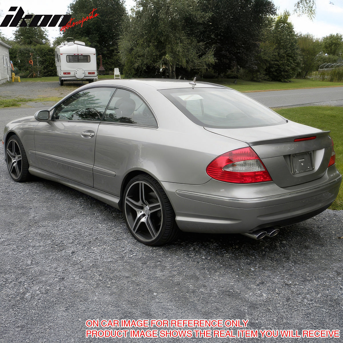 IKON MOTORSPORTS, Trunk Spoiler Compatible with 2003-2009 Benz CLK Class W209, AMG Style Painted #040, 9040, C040 Deep Black ABS Plastic Rear Trunk Lid Spoiler Wing Lip