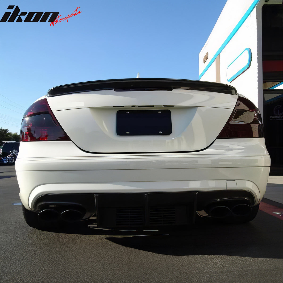 IKON MOTORSPORTS, Trunk Spoiler Compatible with 2003-2009 Benz CLK Class W209, AMG Style Painted #189, 9189, C189 Black Opal Metallic ABS Plastic Rear Trunk Lid Spoiler Wing Lip