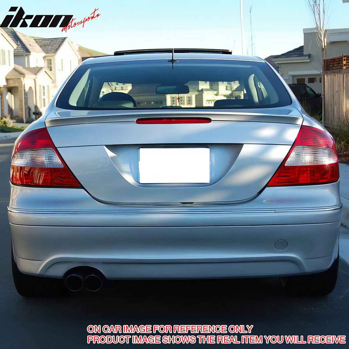 IKON MOTORSPORTS, Trunk Spoiler Compatible with 2003-2009 Benz CLK Class W209, AMG Style Painted #723, 9723 Pewter Metallic ABS Plastic Rear Trunk Lid Spoiler Wing Lip