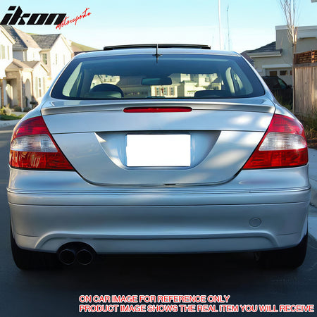 IKON MOTORSPORTS, Trunk Spoiler Compatible with 2003-2009 Benz CLK Class W209, AMG Style Painted #723, 9723 Pewter Metallic ABS Plastic Rear Trunk Lid Spoiler Wing Lip