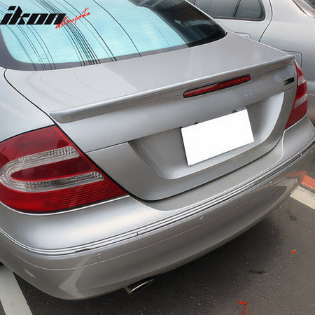 IKON MOTORSPORTS, Trunk Spoiler Compatible with 2003-2009 Benz CLK Class W209, AMG Style Painted #744, 9744, HD3 Brillantsilber Metallic ABS Plastic Rear Trunk Lid Spoiler Wing Lip