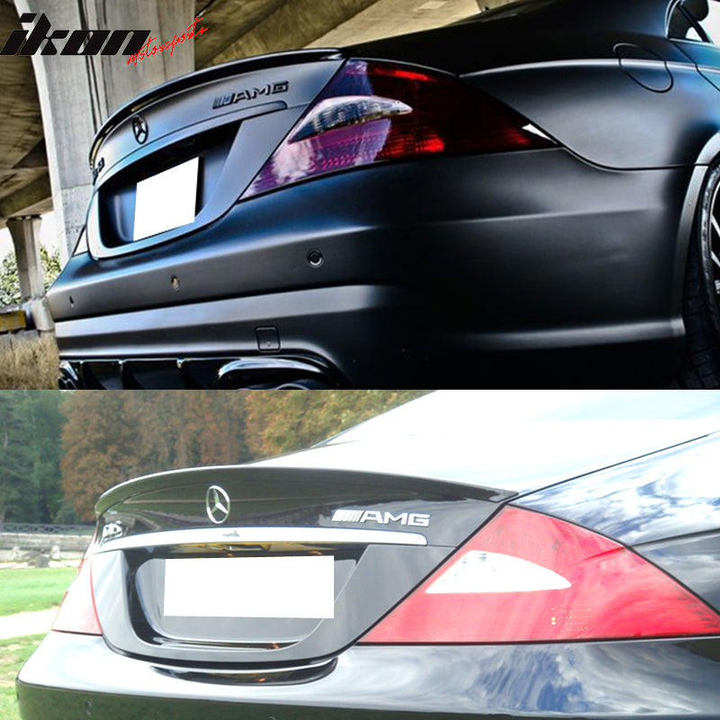 IKON MOTORSPORTS, Trunk Spoiler Compatible With 2005-2010 Mercedes Benz ClS-Class W219 Sedan , Matte Carbon Fiber AMG Style Rear Spoiler Wing, 2006 2007 2008 2009