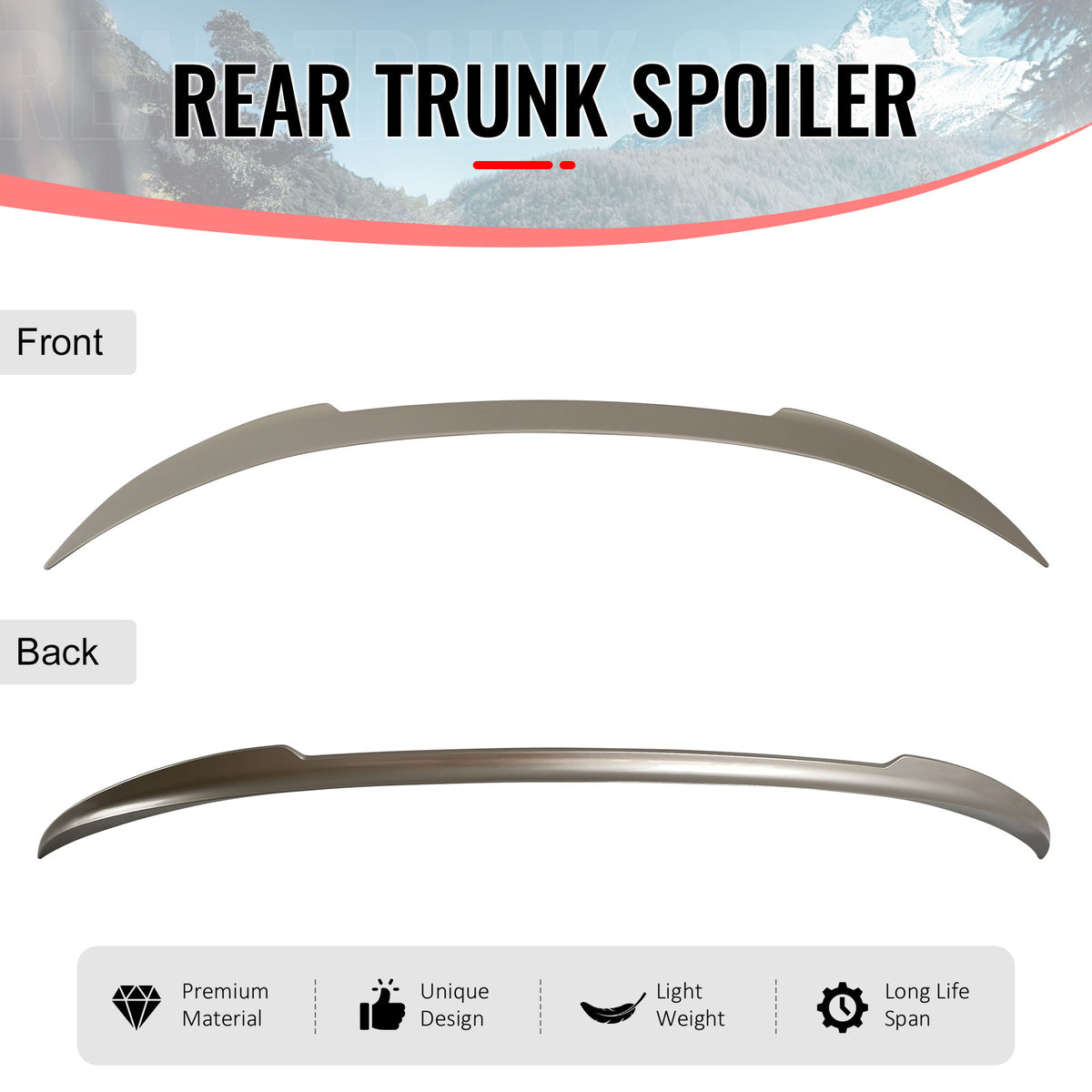 Fits 12-18 F12 V Style Painted #A92 Orion Silver Metallic Trunk Spoiler