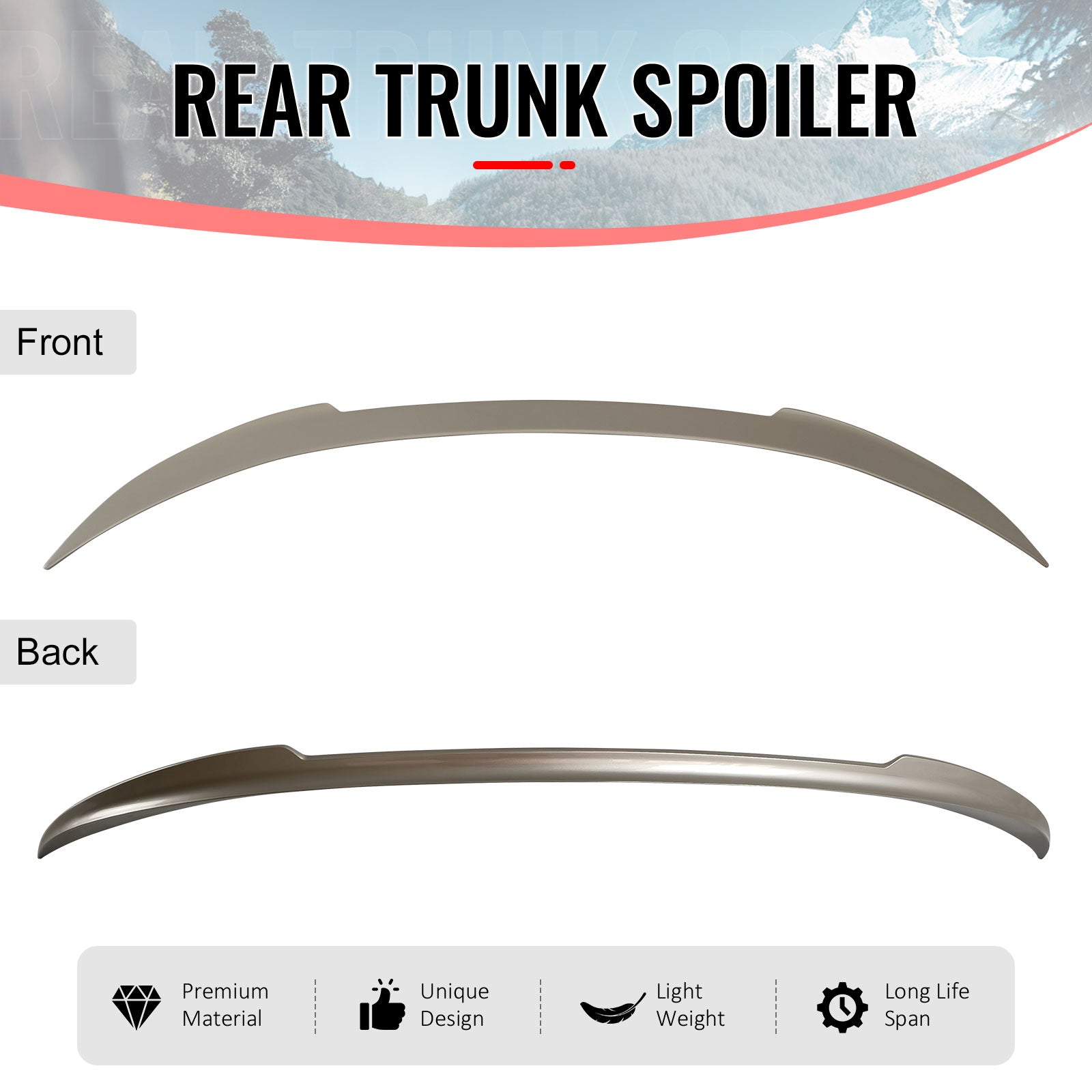 Fits 12-18 F12 V Style Painted #A92 Orion Silver Metallic Trunk Spoiler