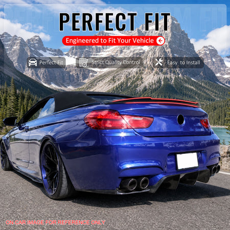 IKON MOTORSPORTS Trunk Spoiler Compatible With 2012-2018 BMW 6-Series F12, V Style Painted #S23 WS23 X03 Ruby Black Metallic ABS Rear Wing