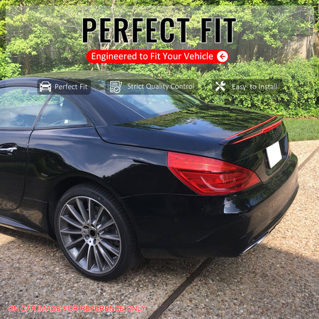 IKON MOTORSPORTS, Trunk Spoiler Compatible with 2013-2020 Mercedes-Benz SL-Class R231, D Style Painted #040 40 9040 C040 Black ABS Plastic Rear Trunk Lid Spoiler Wing Lip