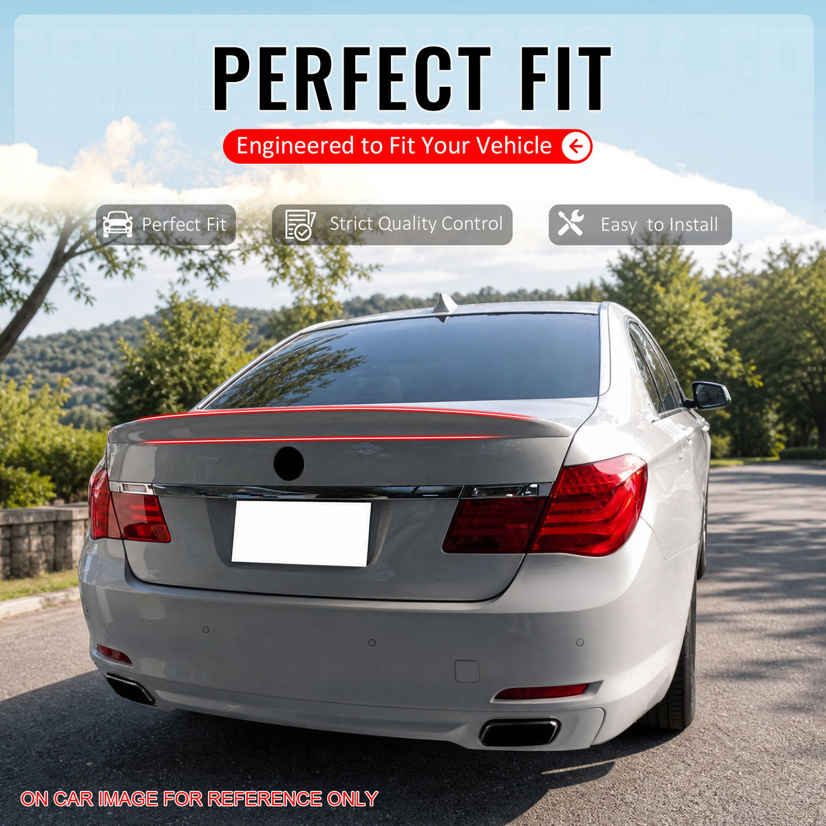 IKON MOTORSPORTS, Trunk Spoiler Compatible with 2009-2015 BMW F01 7-Series, AC Style Painted #A90 M27 N44 Dark Graphite Metallic ABS Plastic Rear Trunk Lid Spoiler Wing Lip