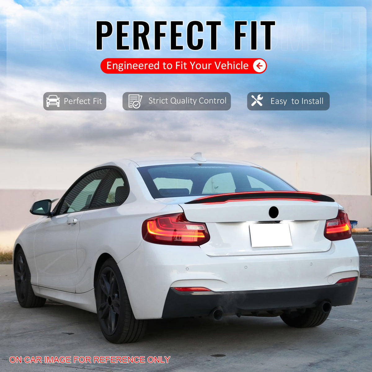 IKON MOTORSPORTS, Trunk Spoiler Compatible With 2007-2013 BMW E92 3 Series, High Kick Performance Style Painted #896 Blue Water Metallic ABS Rear Wing