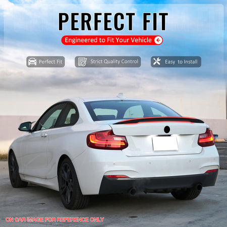 IKON MOTORSPORTS, Trunk Spoiler Compatible With 2007-2013 BMW E92 3 Series, High Kick Performance Style Painted #896 Blue Water Metallic ABS Rear Wing