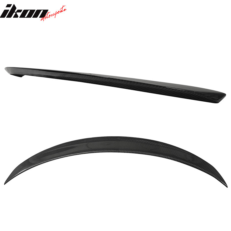 IKON MOTORSPORTS, Trunk Spoiler Compatible With 2013-2018 Mercedes-Benz W117 CLA Class Sedan , Matte Carbon Fiber P Style Rear Spoiler Wing, 2014 2015 2016 2017