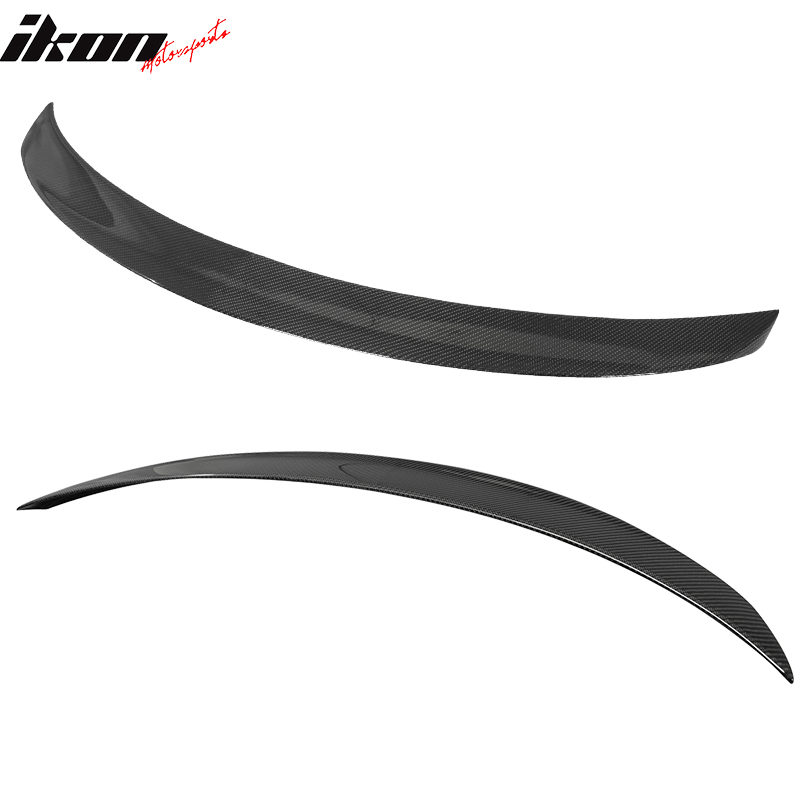 IKON MOTORSPORTS, Trunk Spoiler Compatible With 2013-2018 Mercedes-Benz W117 CLA Class Sedan , Matte Carbon Fiber P Style Rear Spoiler Wing, 2014 2015 2016 2017