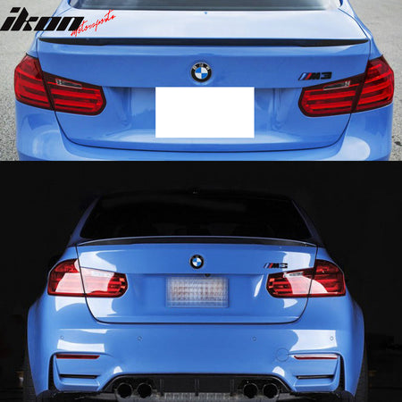 Pre-painted Trunk Spoiler Compatible With 2014-2019 BMW 3-Series M3, Performance Style ABS Painted # 475 Black Sapphire Rear Tail Lip Deck Boot Wing By IKON MOTORSPORTS, 2015 2016