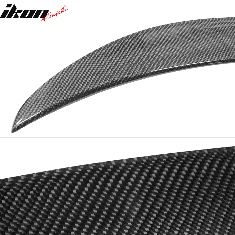 IKON MOTORSPORTS, Trunk Spoiler Compatible With 2014-2020 BMW 4-Series F32 Coupe , Matte Carbon Fiber P Style Rear Spoiler Wing, 2015 2016 2017 2018 2019